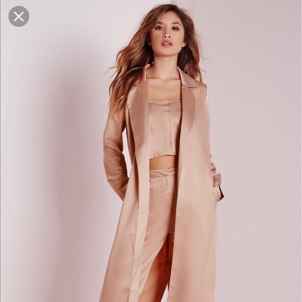 Misguided Satin White Duster Coat